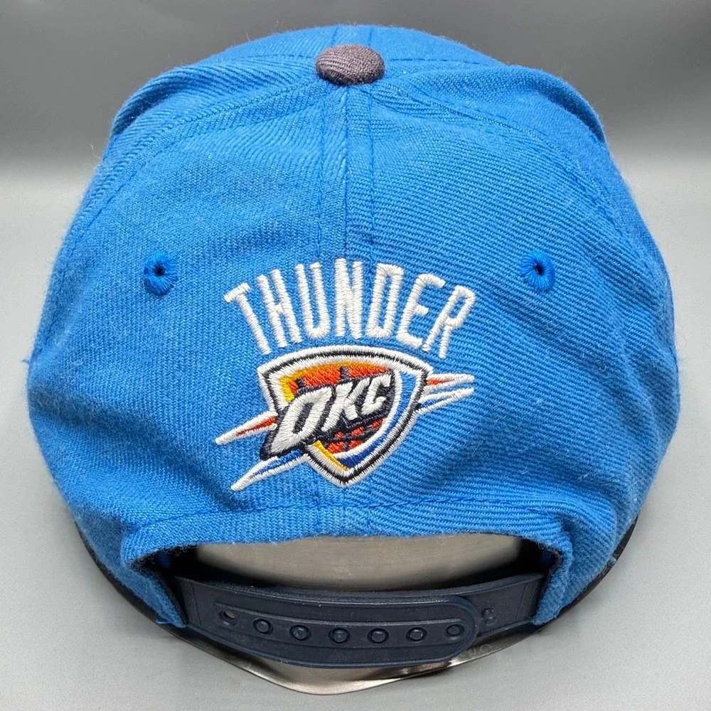 Oklahoma City Thunder Hat Adidas NBA OKC Blue Basketball Snapback Wool Cap